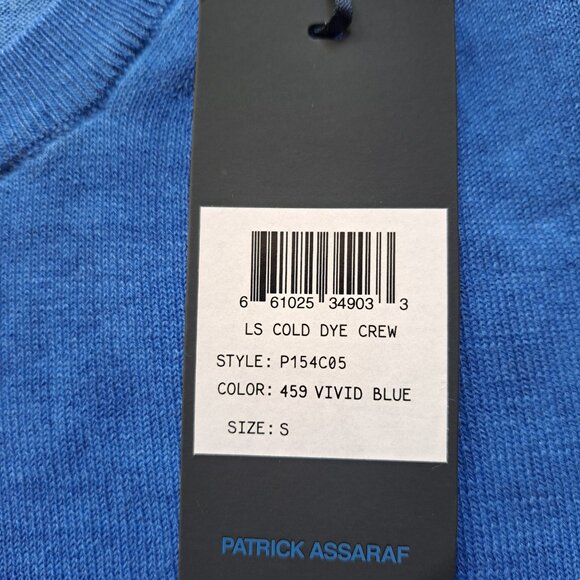 NWT Men's Patrick Assaraf 100% Cotton Crew Neck Blue Pullover Sweater Size S - Picture 9 of 14
